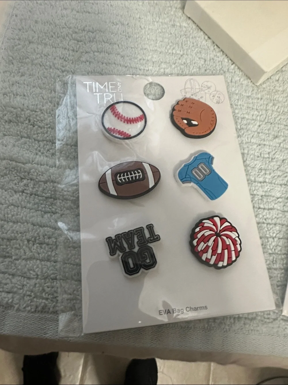 Time and Tru Kids EVA Bag Charms — Red, Blue, White, Yellow, Brown